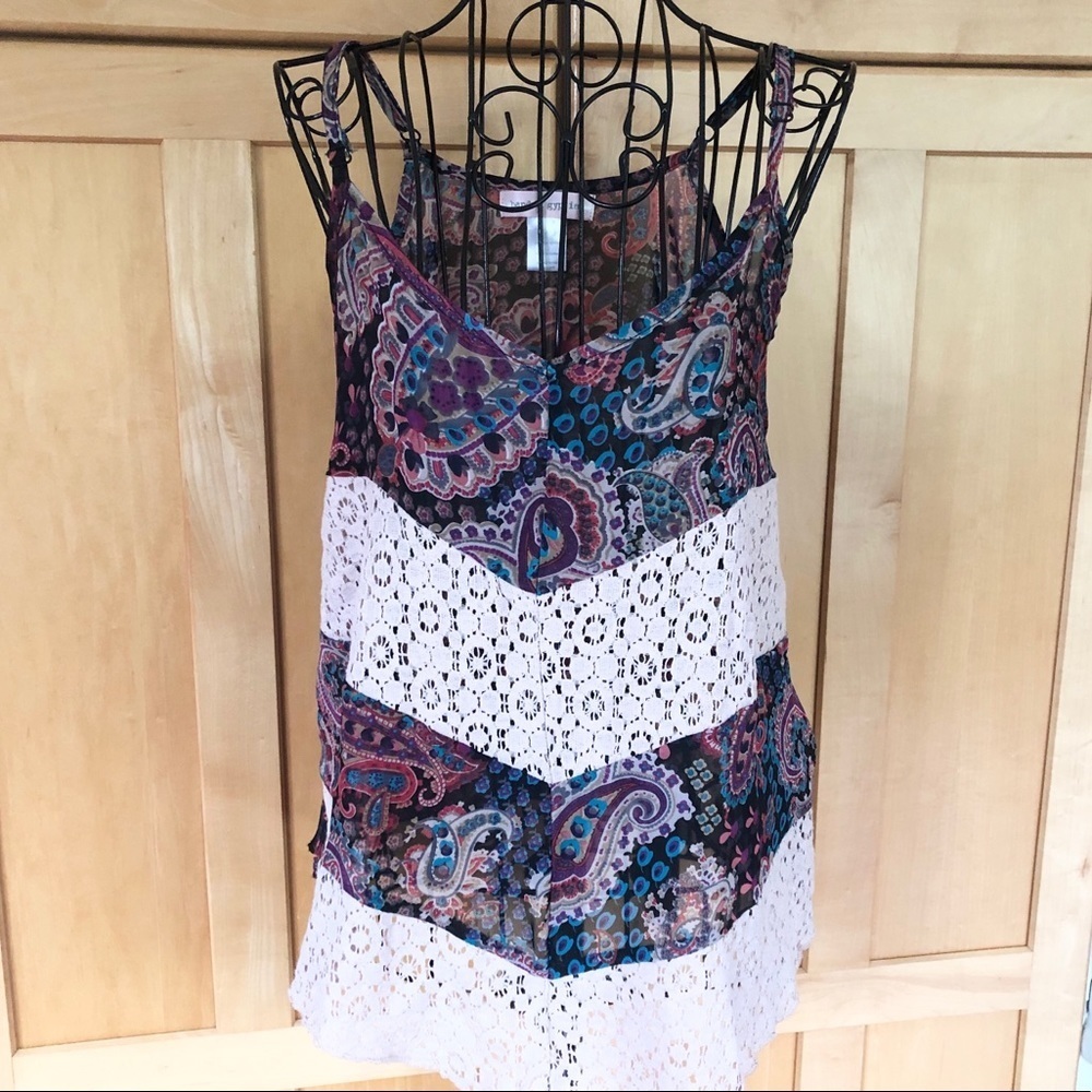 Band Of Gypsies Paisley Eyelet Summer Top Size Small